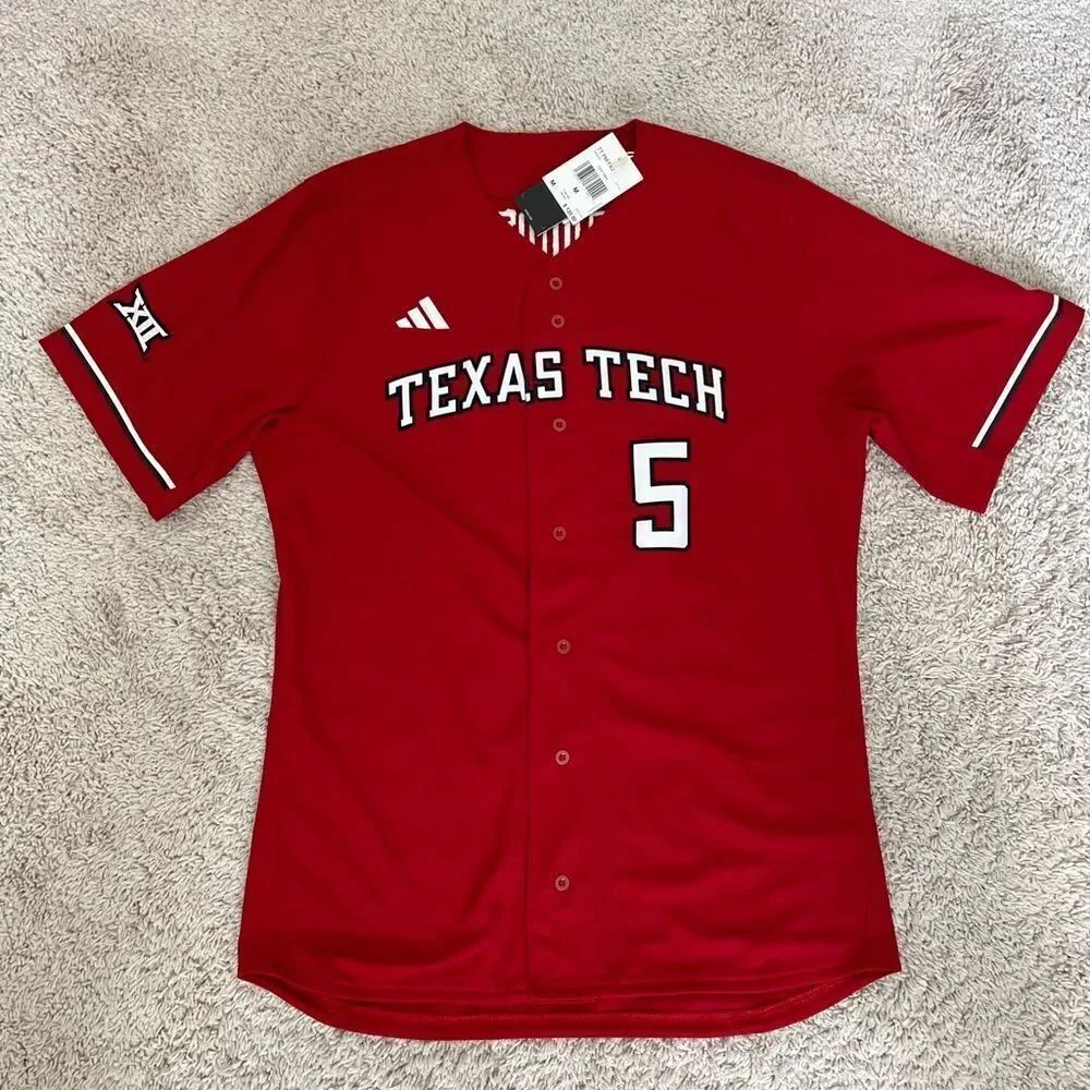 Adidas Texas Tech Patrick Mahomes Red Baseball Jersey Red Raiders